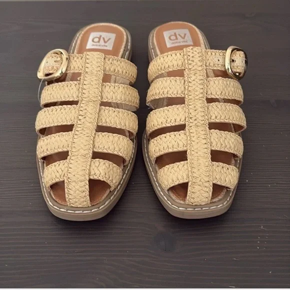 Dolce Vita DV Fyona Mule Sandals Raffia Slingback Straps Buckle Size 7.5 - Picture 4 of 8